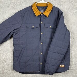 L.L. Bean Insulated Utility Shirt Jacket Mens 2XL Blue Sherpa Lined Quilted NEW